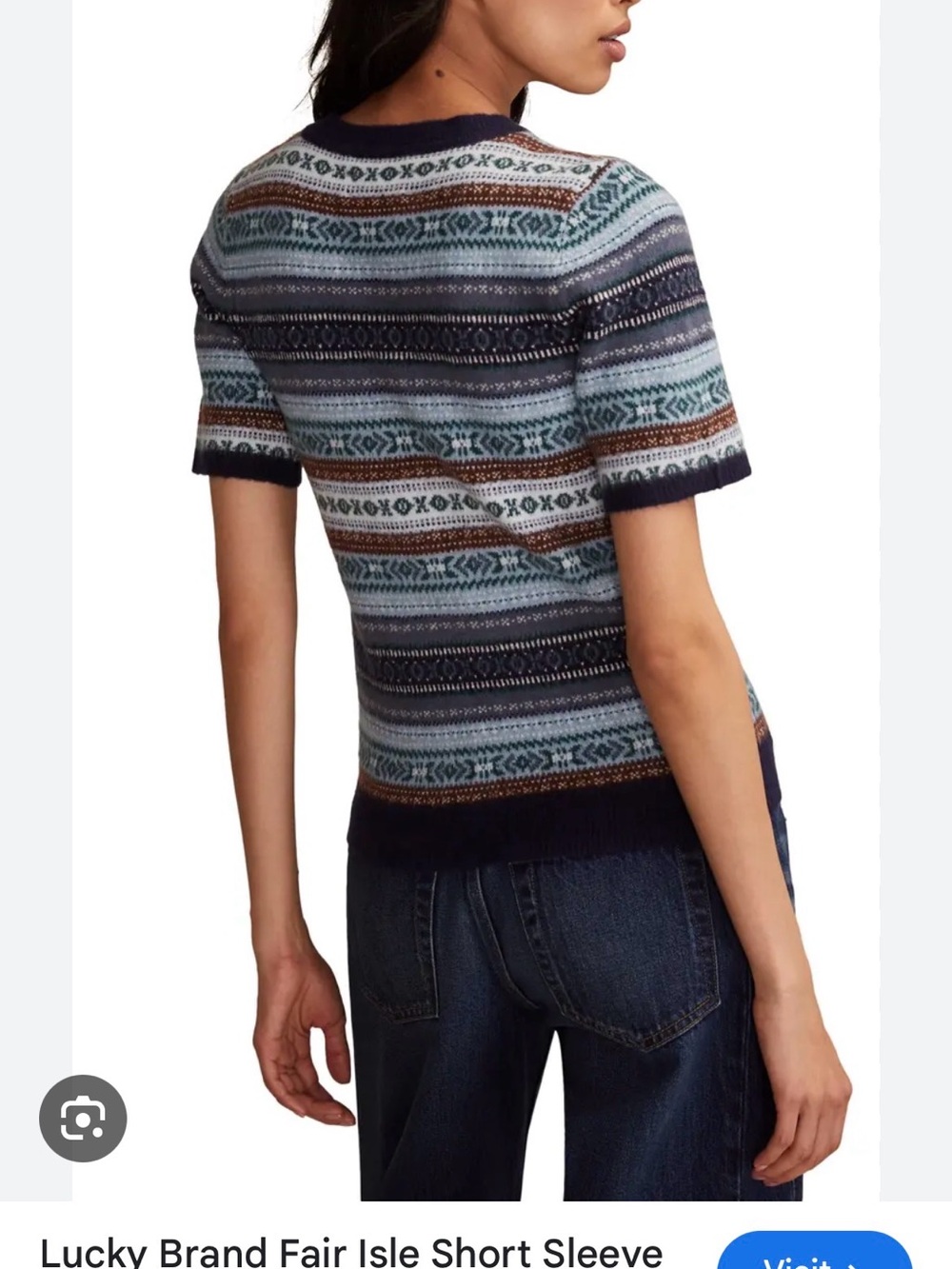 Lucky Brand Fair Isle short sleeve sweater XS